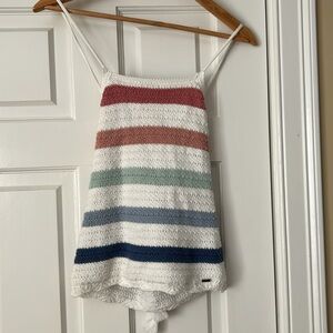 In good condition, only worn a few times. Crochet halter top from Hollister.